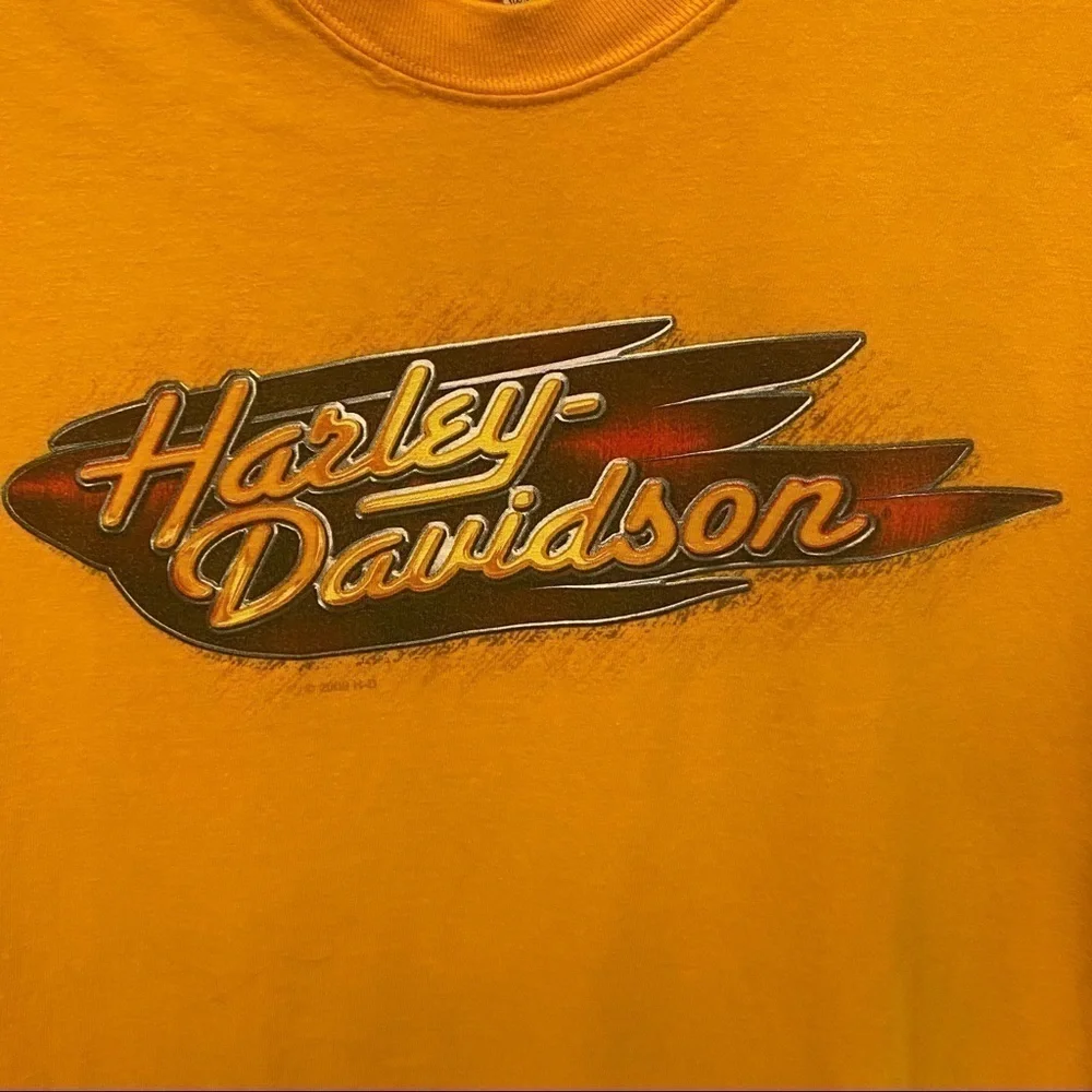 HARLEY-DAVIDSON 2009 Graphic Black Widow Florida Yellow T-Shirt Size Medium